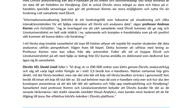 Divvit och Linnéuniversitetet gör  e-handlares data mer lättförståelig