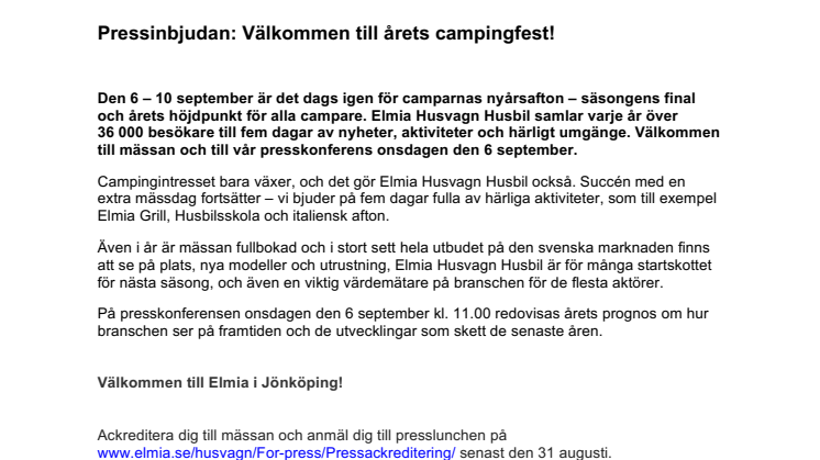 Pressinbjudan: Välkommen till årets campingfest!