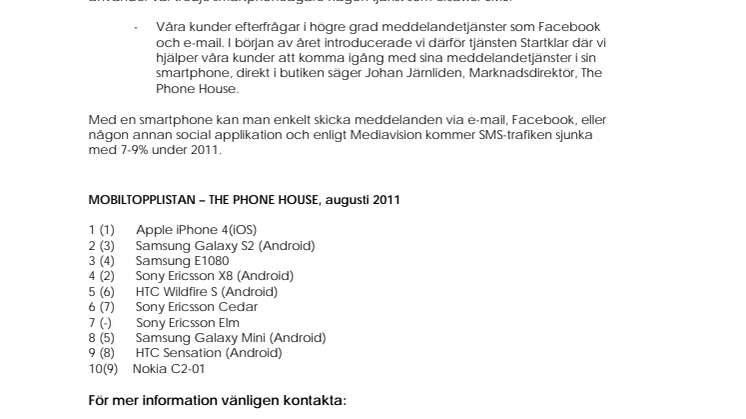 Topplistan:  Smartphones minskar SMS-trafiken