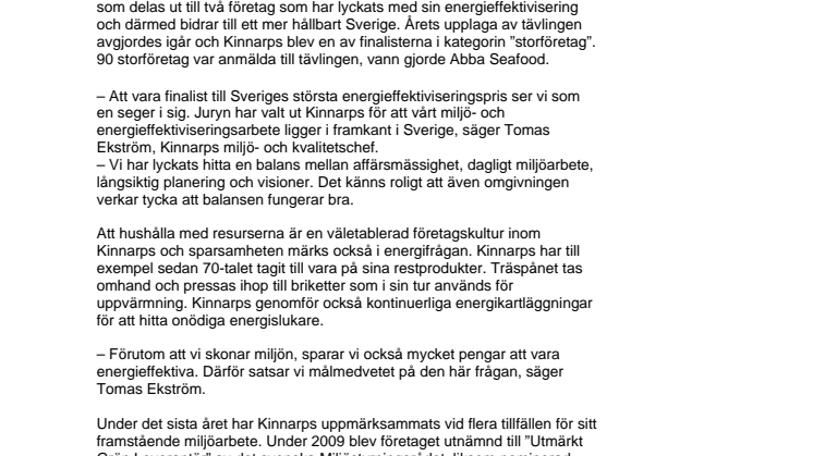 Kinnarps till final i energitävling