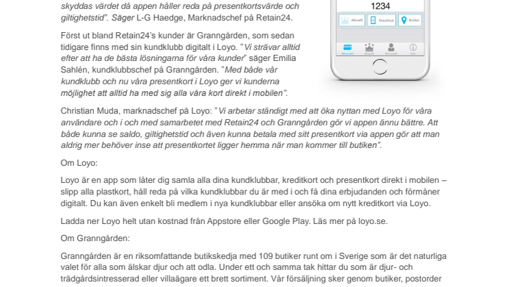 Granngårdens presentkort flyttar in i mobilen