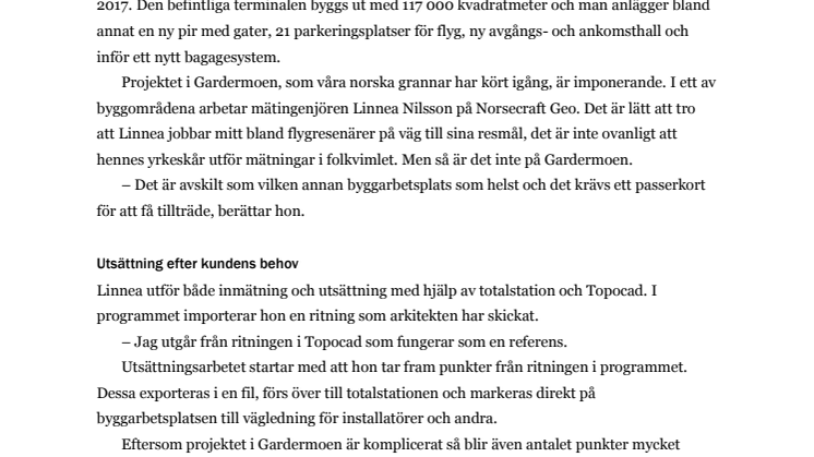 Kontroll av mätningsdata viktig kugge när Gardermoen växer
