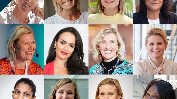 Vårens talare. Rad 1: Miriam Márkus-Johansson, Ulrika Ahlqvist, Linda Vrbanac, Leyla Sarac. Rad 2: Sara Sterner, Ishtar Touailat, Catarina Englund, Johanna Palmér. Rad 3: Sara Ådahl-Aggebäck, Anna Crona, Louise Dyrendahl, Teresa Afonso Leimdörfer.