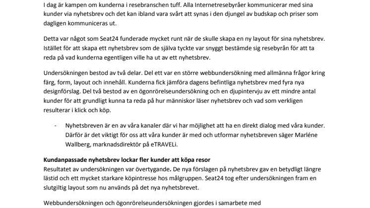 Seat24 skapar nya nyhetsbrev efter kundernas önskemål