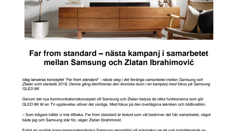Far from standard – nästa kampanj i samarbetet mellan Samsung och Zlatan Ibrahimović