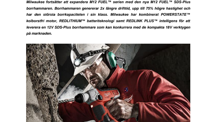 Milwaukee introducerar M12 FUEL™ SDS-Plus borrhammare