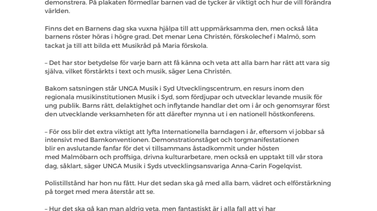 Internationella barndagen firas med Malmöbarn, artister och kommunstyrelsens ordförande