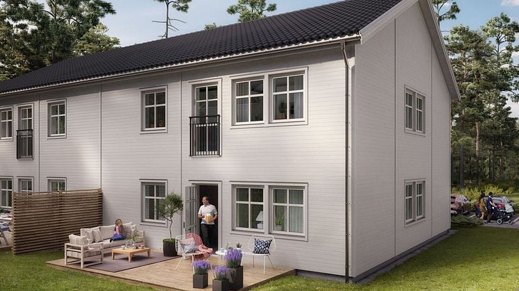 Brf Eken - 3D-bild av baksidan