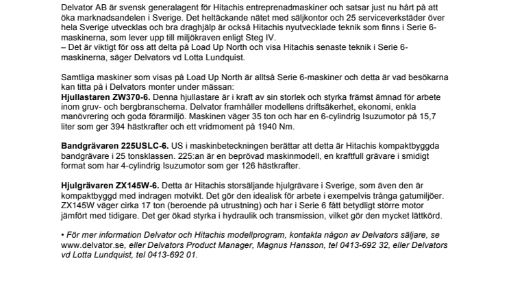 Nya Hitachi-tekniken hos Delvator på Load Up North