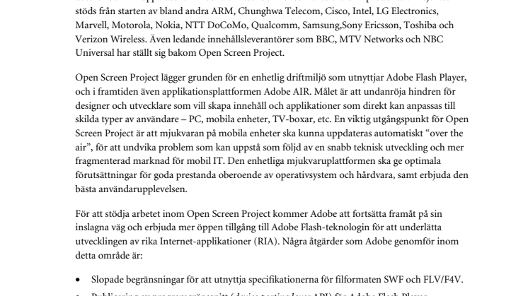 Adobe tar initiativet till samarbete om ny webbteknik