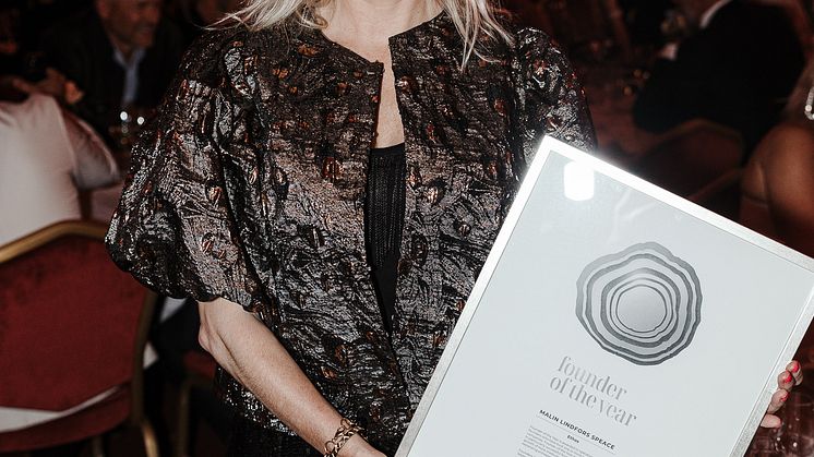 Malin Lindfors Speace, founder of Ethos, received the Growth Rings in Silver for the global award Founder of the Year category Small Size Companies at the Founders Awards Gala held at Grand Hôtel in Stockholm on September 20.