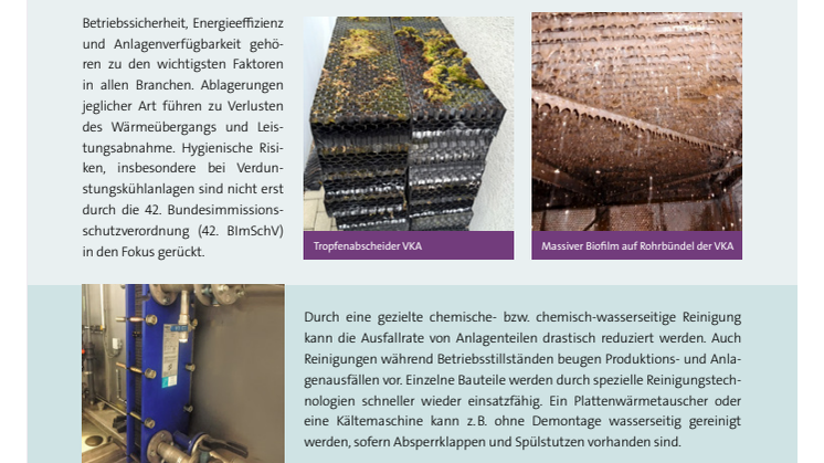 AquaSERVICE zur Reinigung von Kühltürmen und Verdunstungskühlanlagen