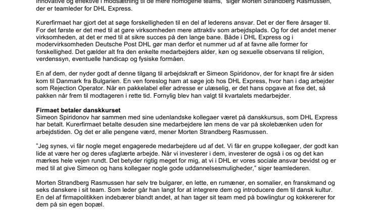 Kurerfirma skubber selv på integrationen af udenlandsk arbejdskraft