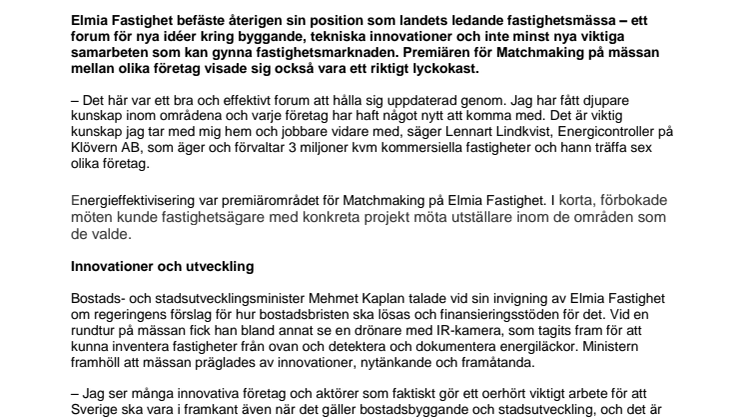 Innovationer och framåtanda på Elmia Fastighet