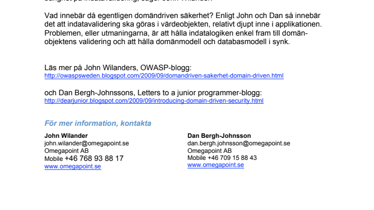 Domändriven säkerhet / Domain Driven Security