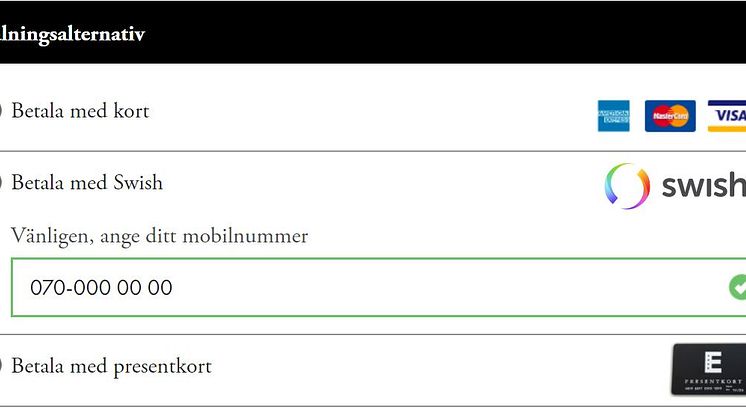 Nu kan du handla smidigt med Swish på elite.se
