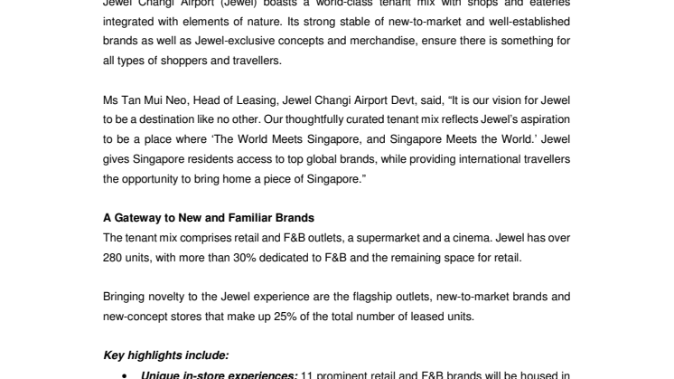 [FACT SHEET] Shopping & Dining in Jewel