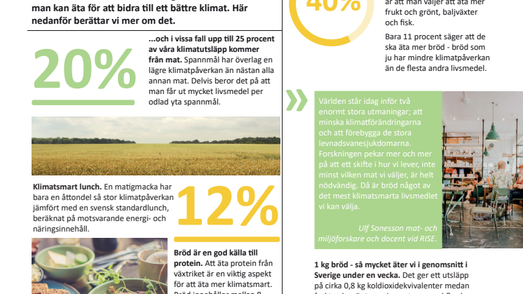 3 av 4 känner inte till hur klimatsmart bröd är 