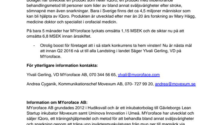 MYoroface vinner Almi Pitchtävling