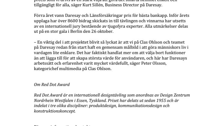 Daresay och Clas Ohlson vinner internationell designtävling 