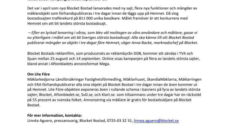 Blocket Bostad växlar upp med sin största reklamkampanj någonsin 