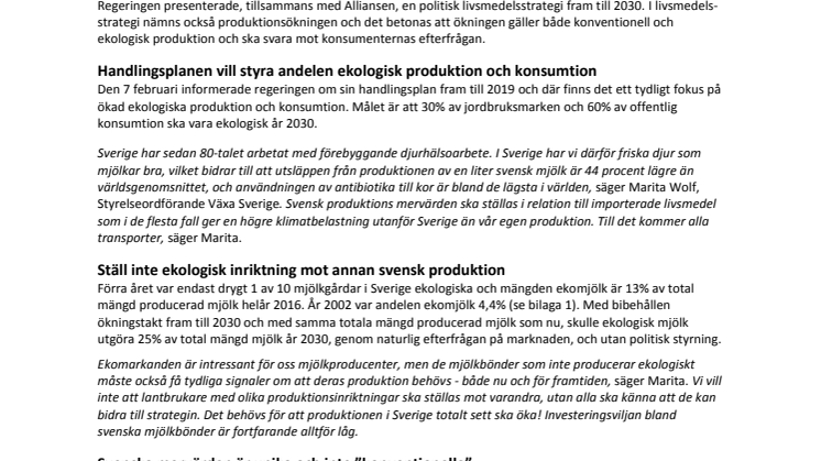 Hela potentialen i svenskt lantbruk bör tillvaratas - även i handlingsplanen