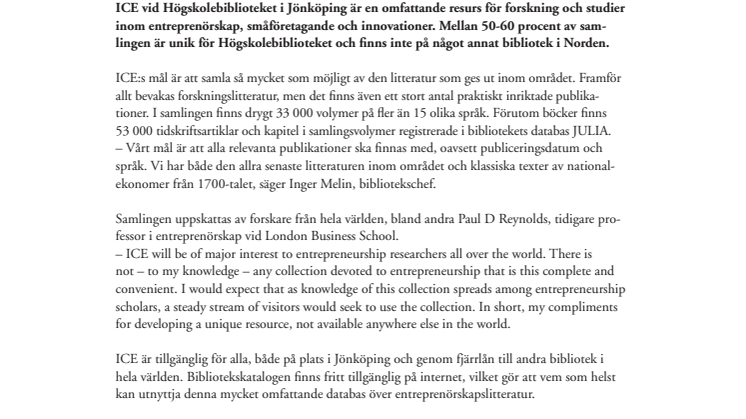 Informationscentrum för entreprenörskap (ICE) - Världsledande resurs inom entreprenörskap, småföretagande och innovationer