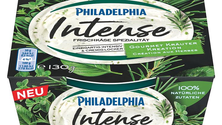 Mondelez Philadelphia INTENSE Gourmet Kräuter Kreation 130g frontal