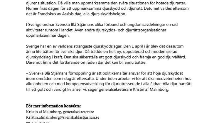 Fira djuren på fredag!