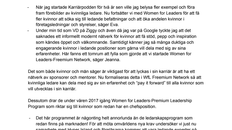 Women for Leaders grundarna gör exklusiv specialpodd i Almedalen