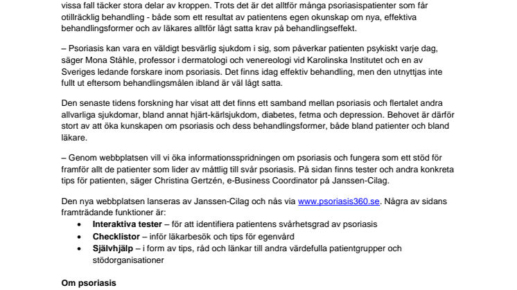 Ny interaktiv webbplats hjälper psoriasispatienter att ta kontroll