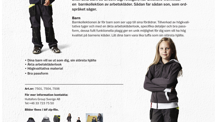 Snickers Workwear Barnkollektion
