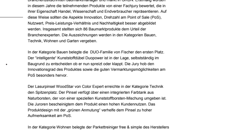 Beste Baumarktprodukte des Jahres 2017 gekürt