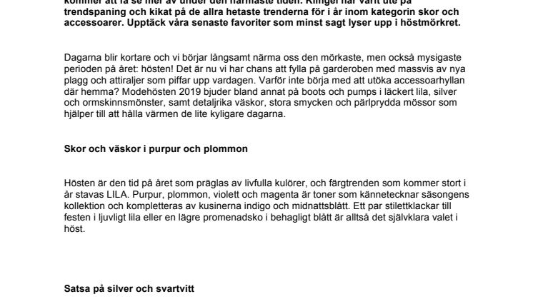 Lila, ormskinn och silver – här är höstens skor och accessoarer