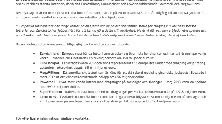 Eurolotto.com ger spelarna tillgång till sex av världens största lotterier