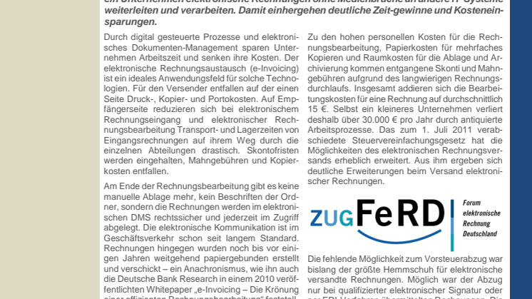 E-Invoicing in Kürze - Lorenz Orga veröffentlicht Fachinformation