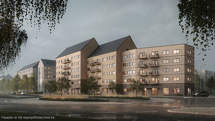 Pilotprojektet kvarter 10 vid Litteraturgatan. Illustration: Kaminsky Arkitektur