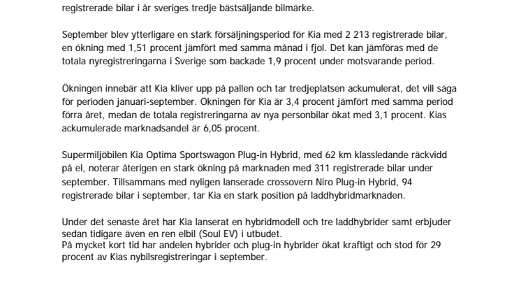 Försäljningsrekord för Kia – 3:a i Sverige