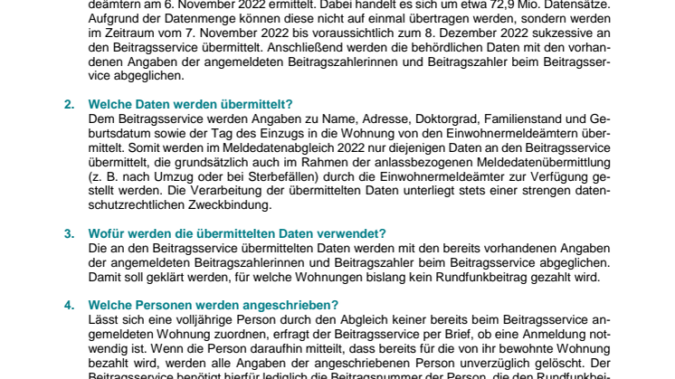 Fragen und Antworten zum Meldedatenabgleich 2022