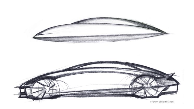 Konseptskisse av Hyundai IONIQ 6. Foto: Hyundai Design Center