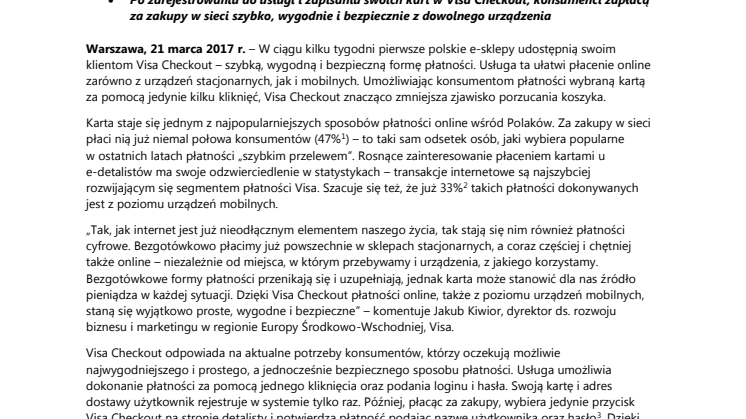 Pierwsi detaliści w Polsce pracują nad wdrożeniem Visa Checkout
