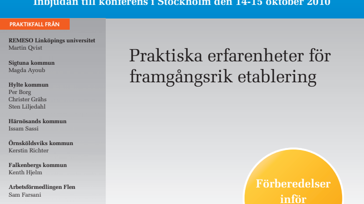 Konferens i Stockholm Nyanländas väg till arbete, 14-15 oktober 