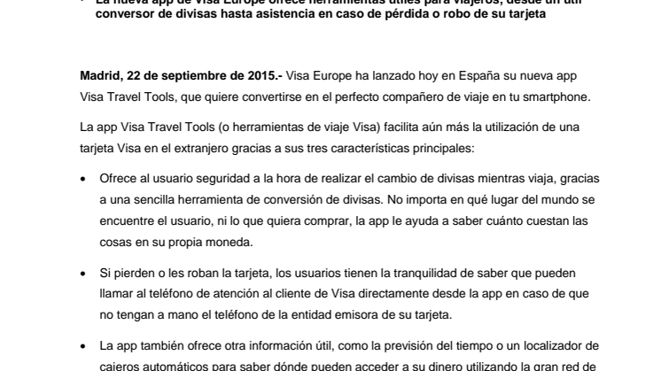 Visa Europe lanza el perfecto compañero de viaje para tu smartphone