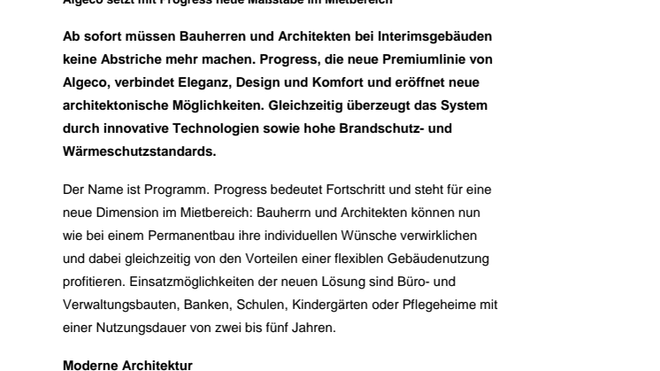Interimsgebäude der Extra-Klasse