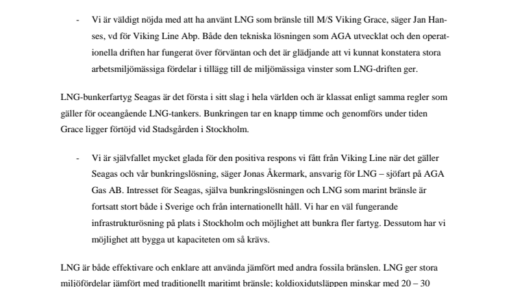 Tusen LNG-bunkringar med Seagas