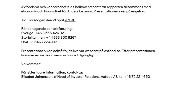  Inbjudan till presentation av Axfoods första kvartal 2022.pdf