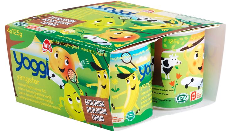 Arla Yoggi Yangster Päärynä-banaani/persikka-vanilja luomu