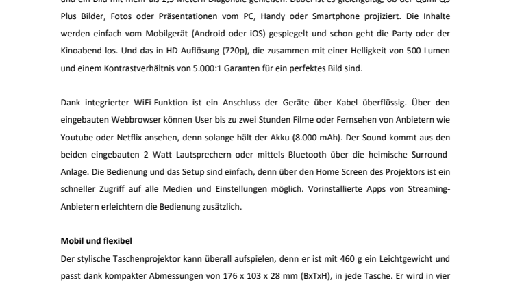 STYLISCH UND VIELSEITIG: DER TASCHENPROJEKTOR VIVITEK QUMI Q3 PLUS