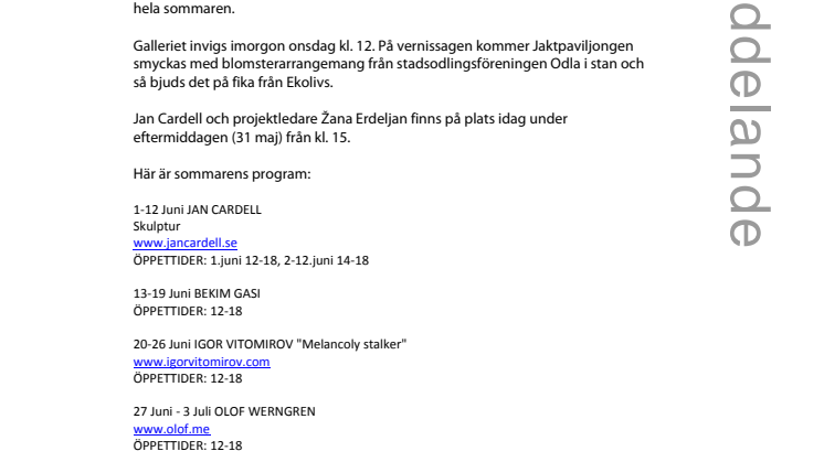 Jan Cardell ställer ut i Folkets Park