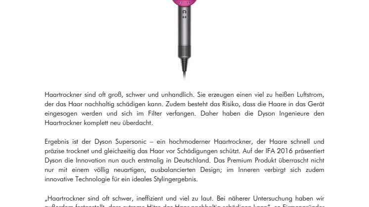 Dyson Supersonic Haartrockner: Dyson präsentiert die Haarpflege der Zukunft